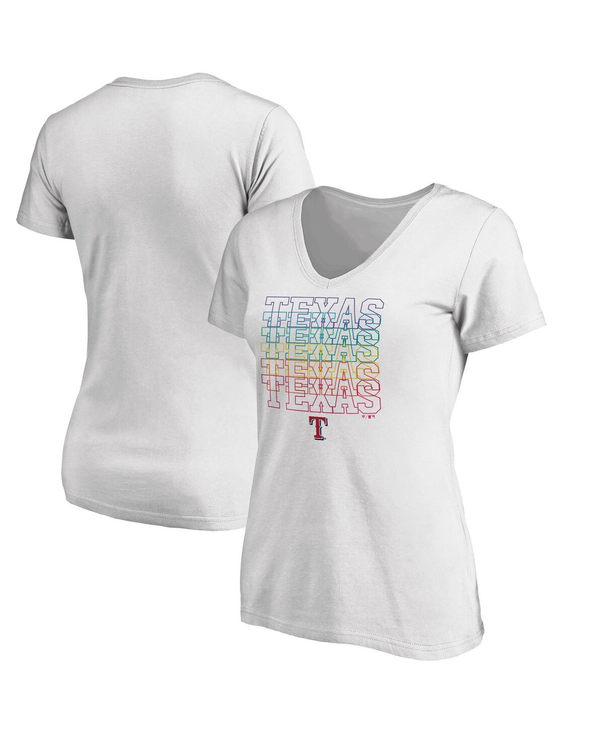 Fanatics Women's  White Texas Rangers City Pride V-neck T-shirt