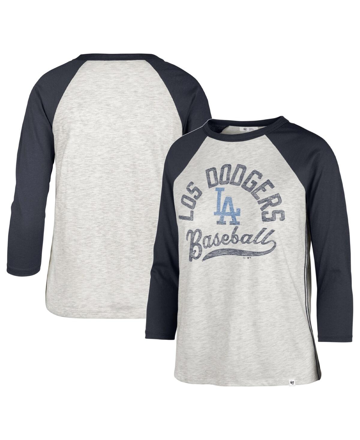 Women's '47 Gray Los Angeles Dodgers City Connect Retro Daze Ava Raglan 3/4-Sleeve T-Shirt Size: Medium