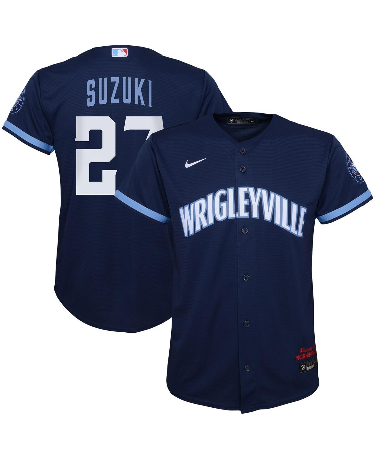 Preschool Boys and Girls Nike Seiya SuzukiChicago Cubs City Connect Script Replica Player Jersey - Navy