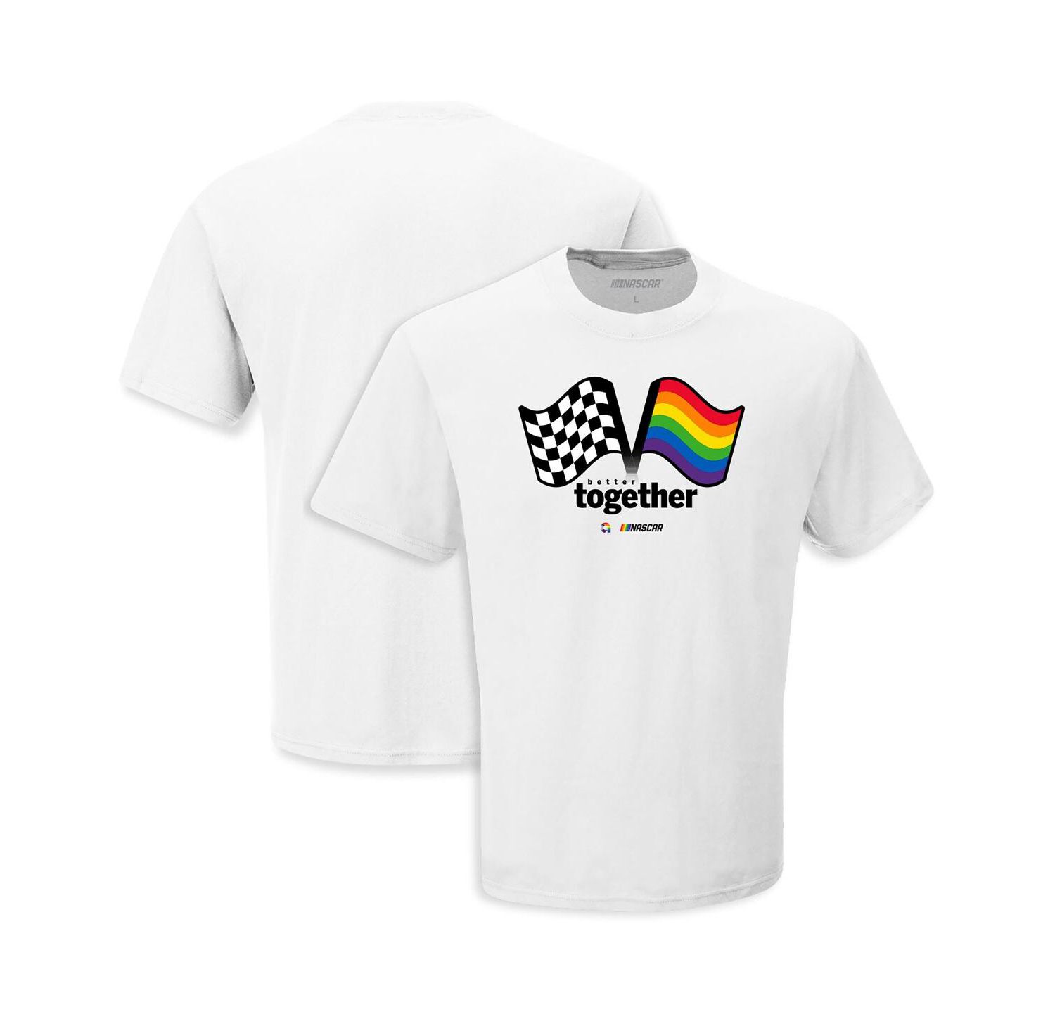 Men's and Women's White NASCAR Better Together T-shirt