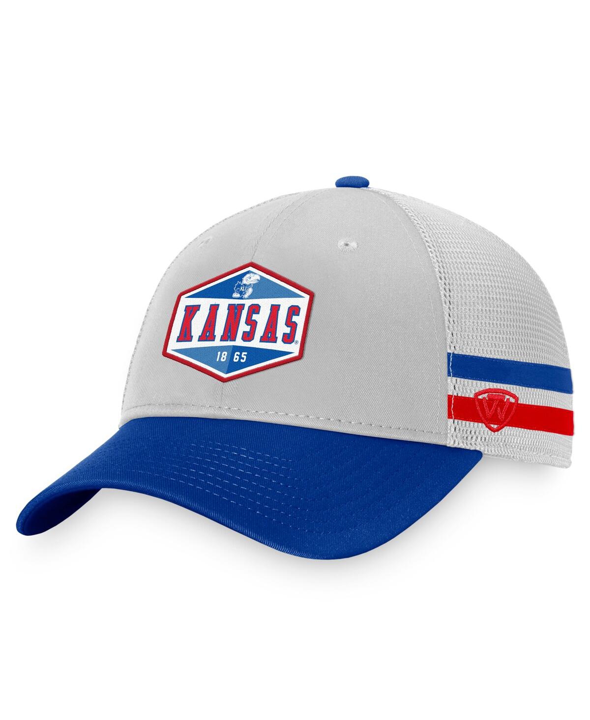 Men's Top of the World Royal Kansas Jayhawks Three-Tone Striped Snapback Hat - Royal