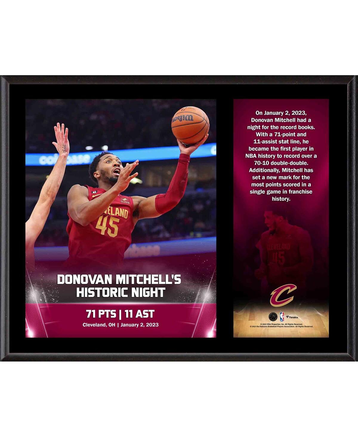 Fanatics Authentic Donovan Mitchell Cleveland Cavaliers 12" X 15" 2022 71-point 11-assist Double-double Sublimated Plaq In Multi