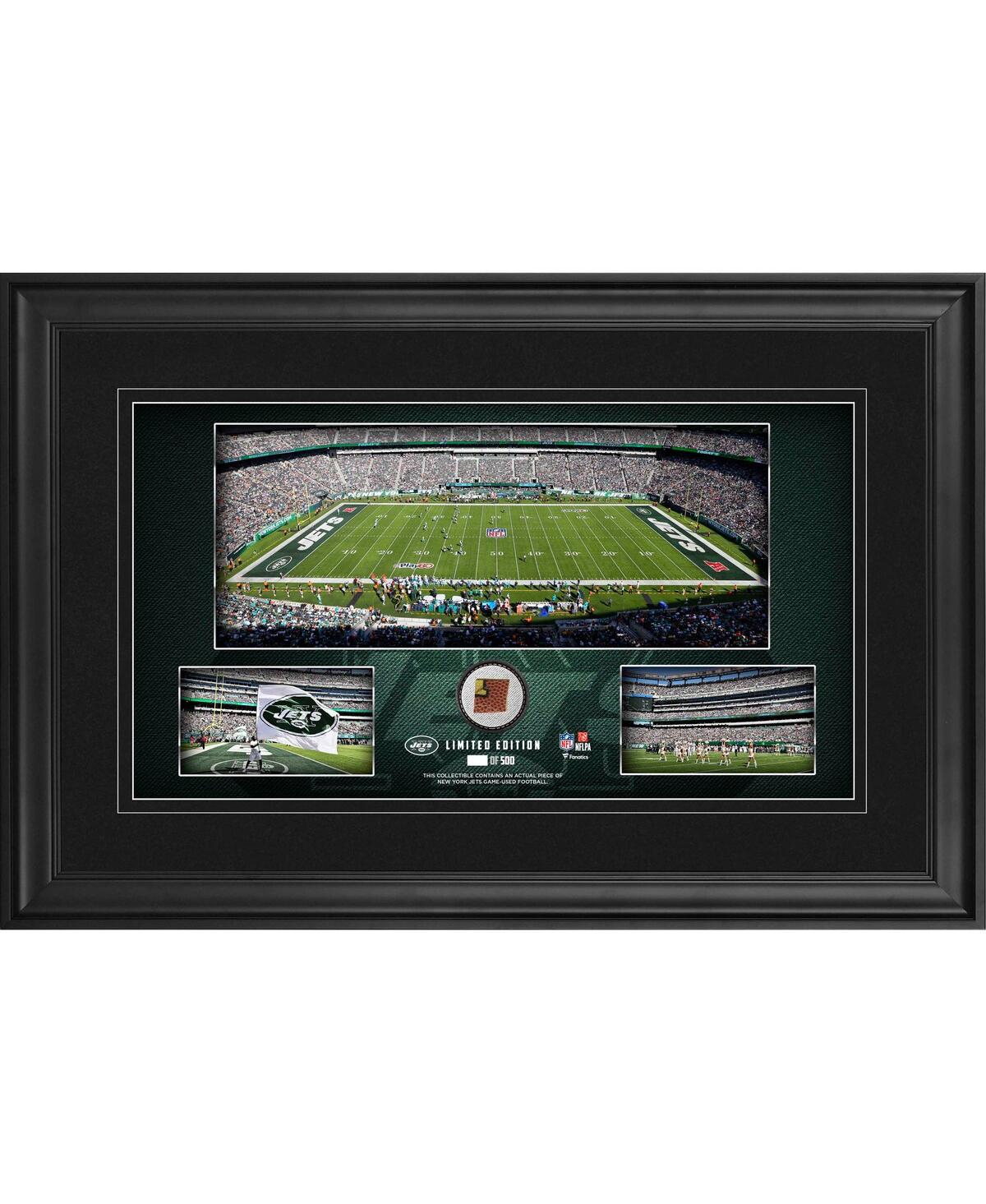 Fanatics Authentic New York Jets Framed 10" X 18" Stadium Panoramic Collage With Game-used Football In Black