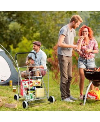 Folding Shopping Cart Utility Trolley Portable For Grocery Laundry Travel