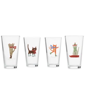 Tabletops Unlimited - Furry Christmas Cats Highball Glasses, Set of 4