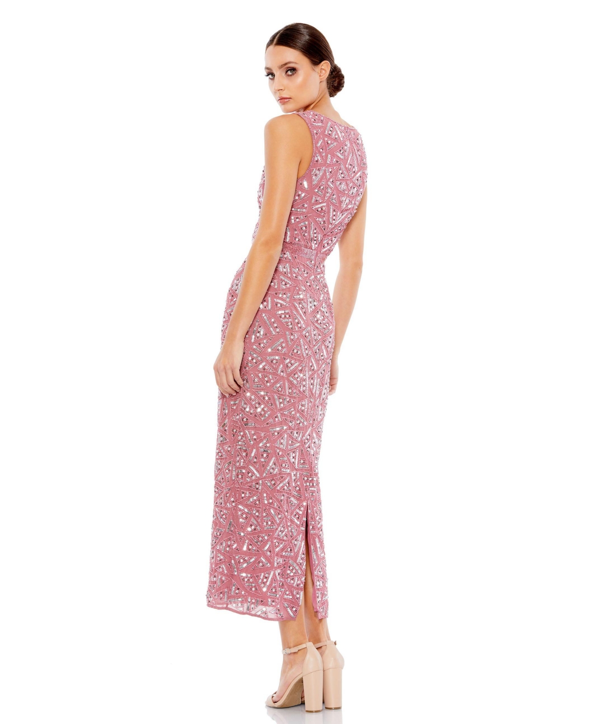 Women's Geometric Patterned Sequin Midi Dress