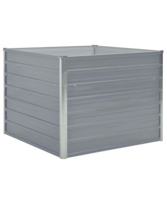 Raised Garden Bed 39.4"x39.4"x30.3" Galvanized Steel Gray