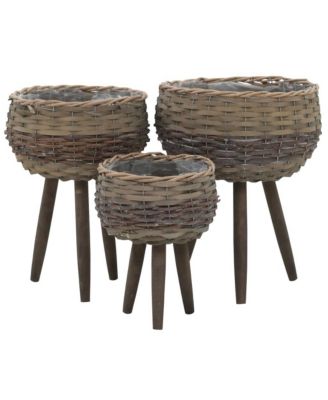 3-Piece Wicker Planter Set with PE Lining