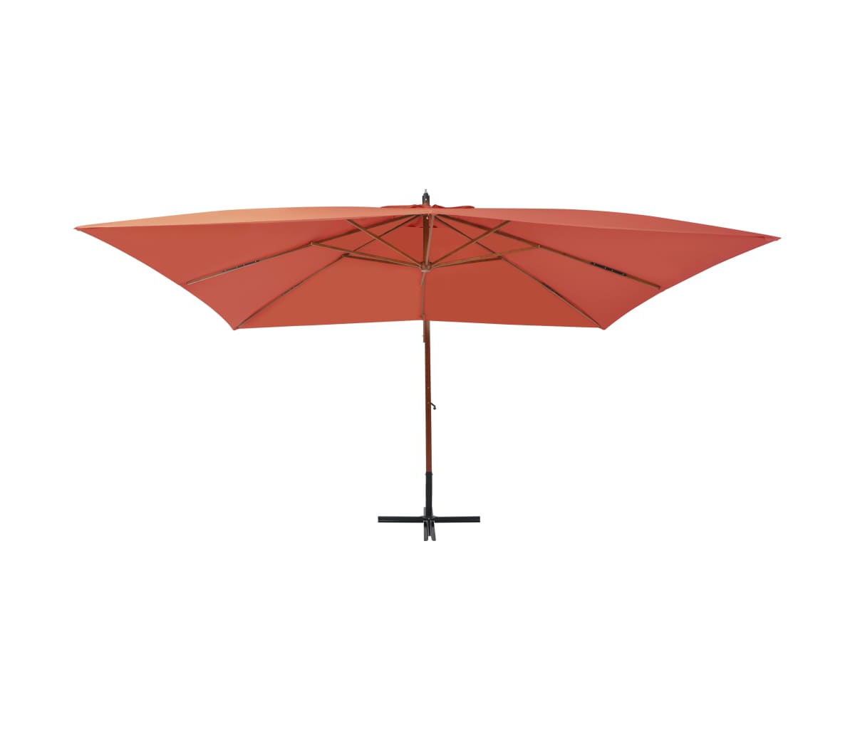 vidaXL Cantilever Garden Parasol with Wooden Pole- Terracotta