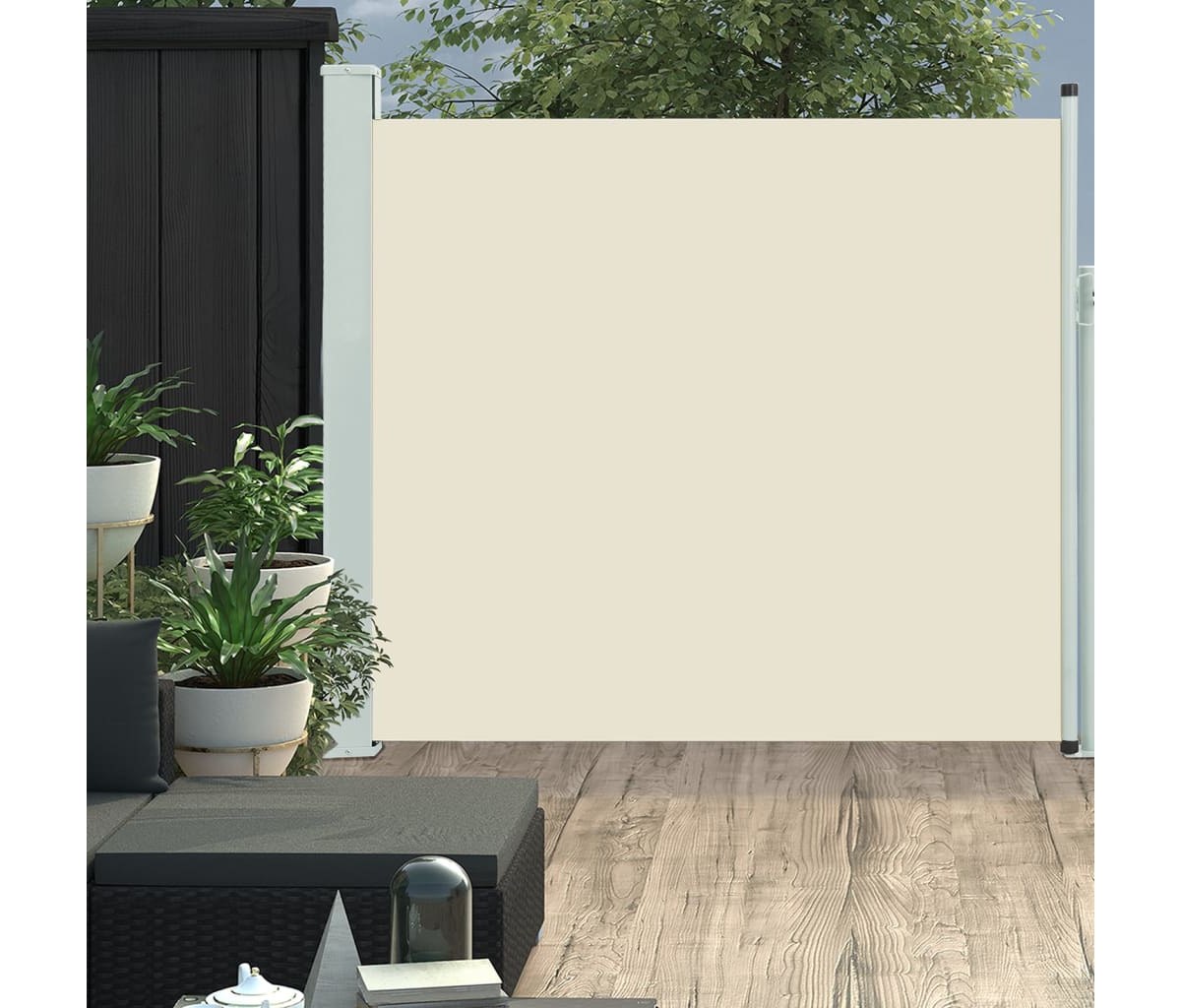 Patio Retractable Side Awning 66.9"x118.1" Cream