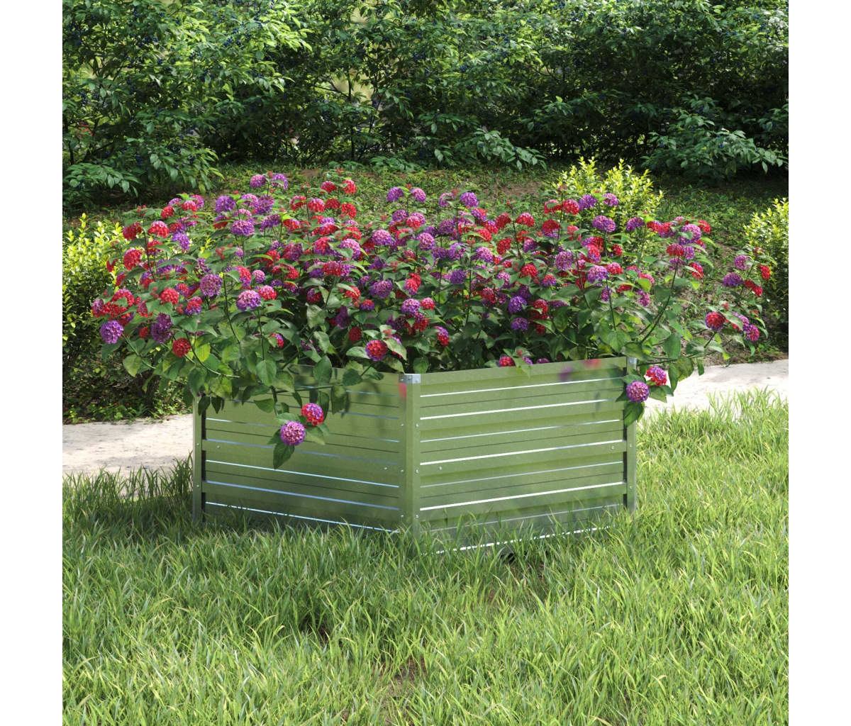 Garden Raised Bed 50.8"x17.7" Galvanized Steel Silver