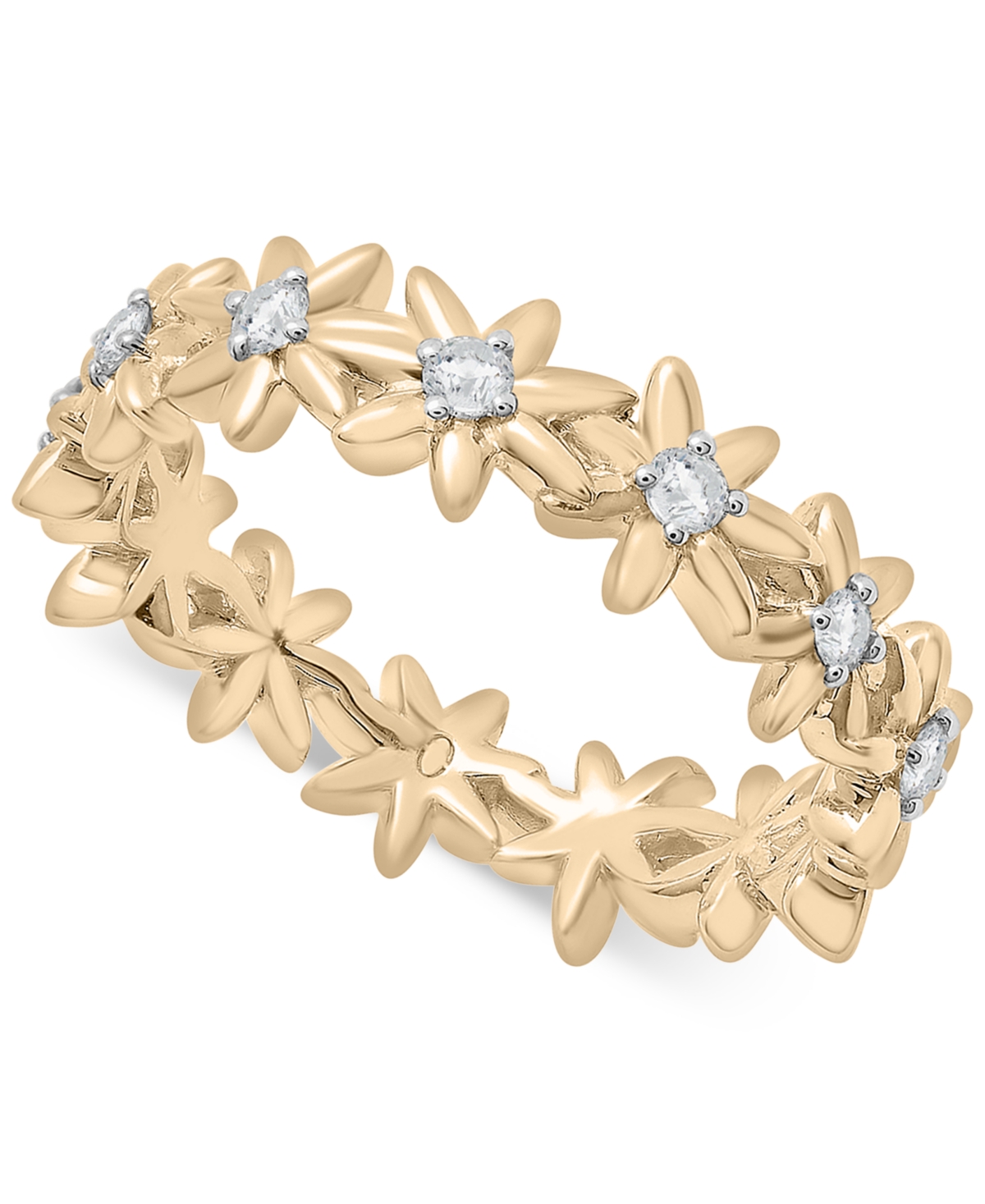 Diamond Flower Band (1/6 ct. t.w.) in Gold Vermeil, Created for Macy's - Gold Vermeil