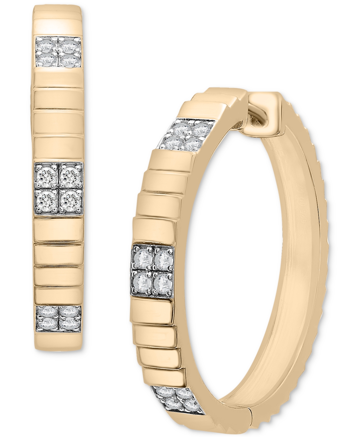 Diamond Textured Infinity Small Hoop Earrings (1/4 ct. t.w.) in Gold Vermeil, Created for Macy's - Gold Vermeil