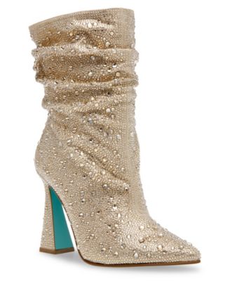 Stivaletti Betsey Johnson Mac Donna - Oro Chiaro, Tacco 9,5 Cm, Con Strass, Taglia 38 EU