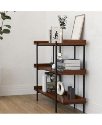 1 Pc, 35"H Metal Frame Raised Border 3-Tier Industrial Shelving Unit