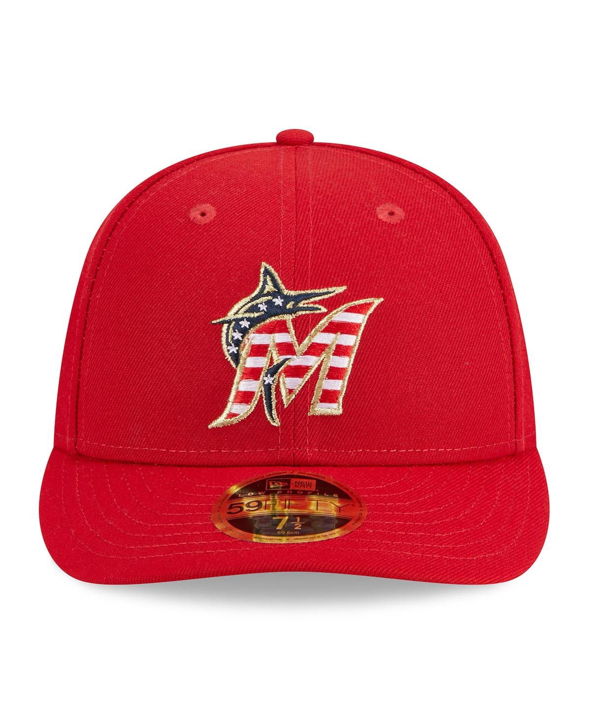 Shop New Era Men's  Red Miami Marlins 2023 Fourth Of July Low Profile 59fifty Fitted Hat