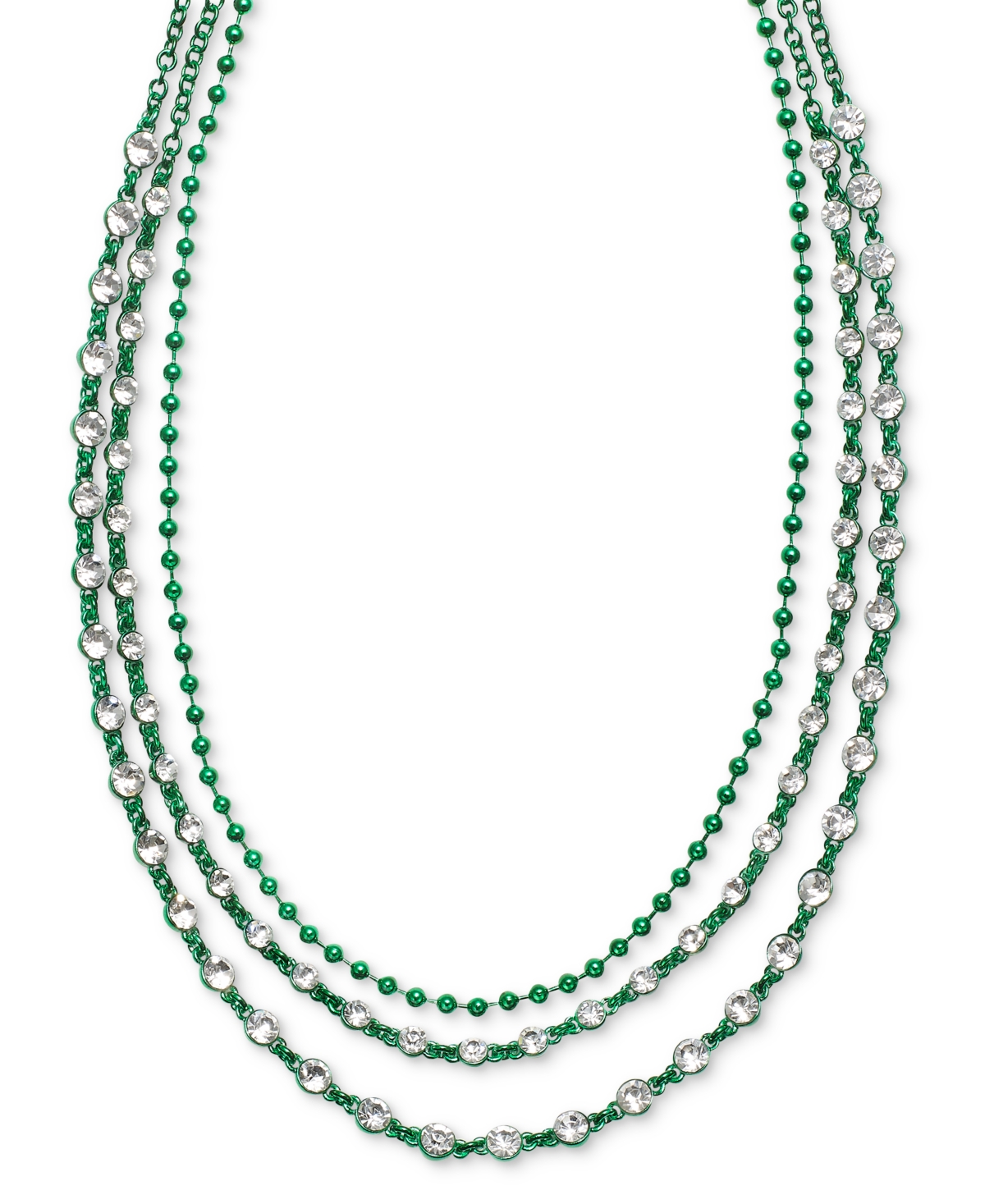 Holiday Lane Crystal & Bead Layered Collar Necklace, 17" + 3" Extender, Created For Macy's In Green