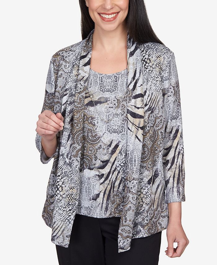 Alfred Dunner Petite Classics Medallion Two for One with Necklace