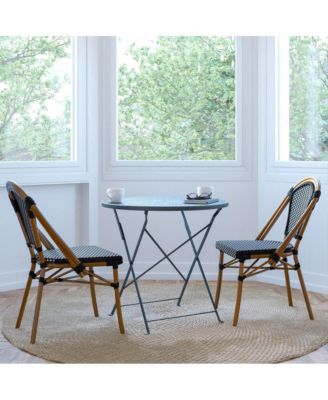 Sacha Stacking Bistro Chair With Pe Seat And Back And Aluminum Frame For Indoor/Outdoor Use