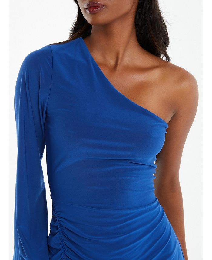 QUIZ Women's Royal Blue One Shoulder Ruched Dress - Macy's