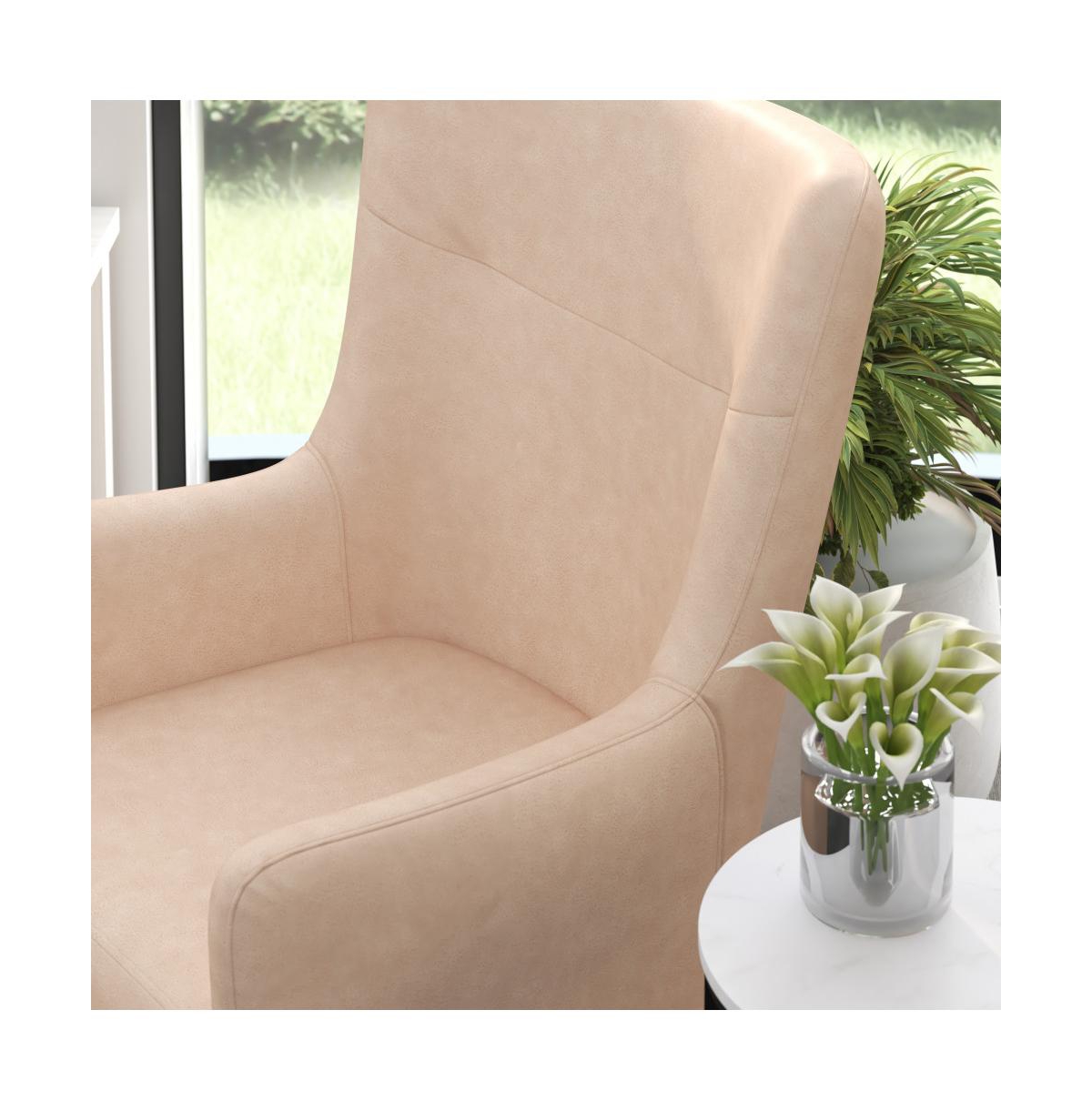Regal Traditional Wingback Accent Chair, Upholstery And Wooden Frame And Legs