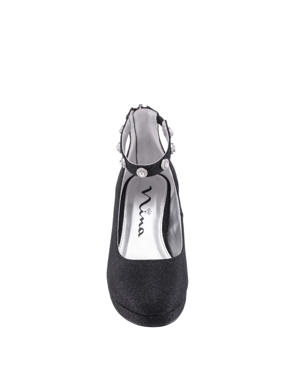 Nina Big Girls Camilla Rhinestone Embellish Ankle Strap Dress Pump