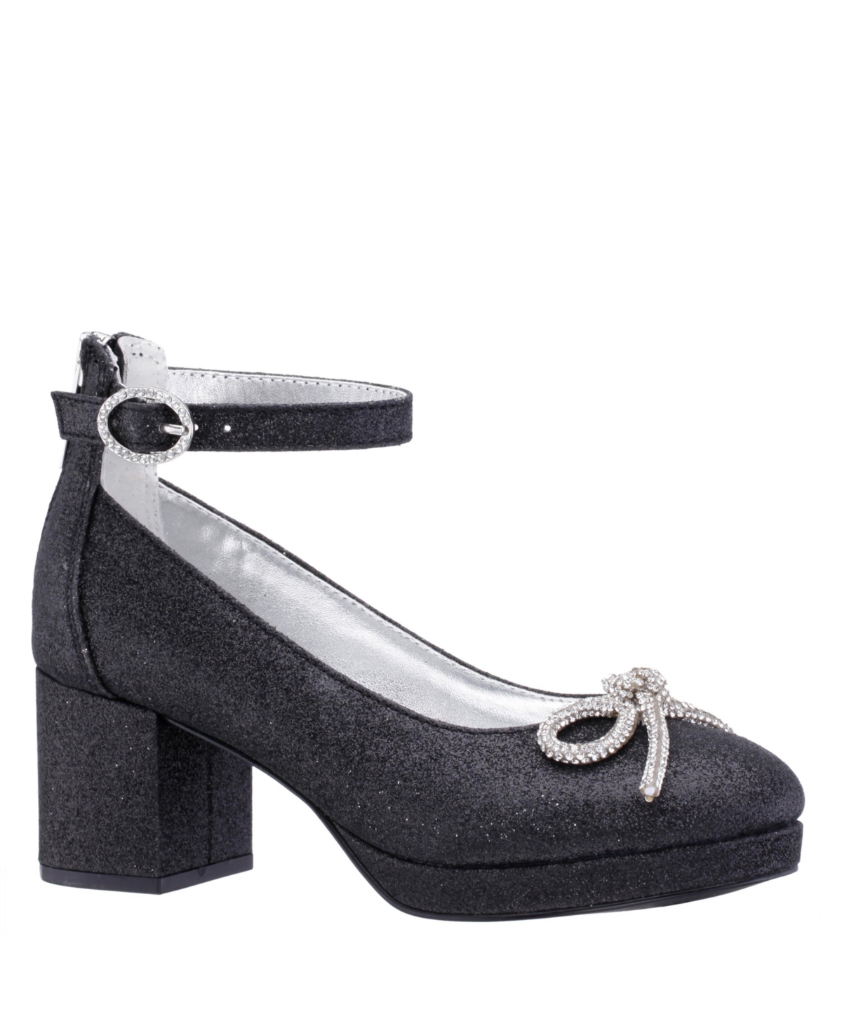 Nina Little Girls Daylin Ankle Strap Rhinestone Bow Dress Shoe In Black