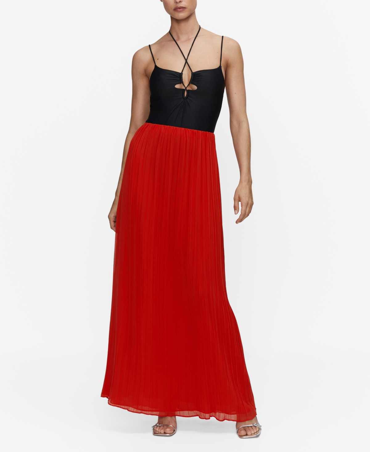 Mango Pleated Long Skirt In Red |