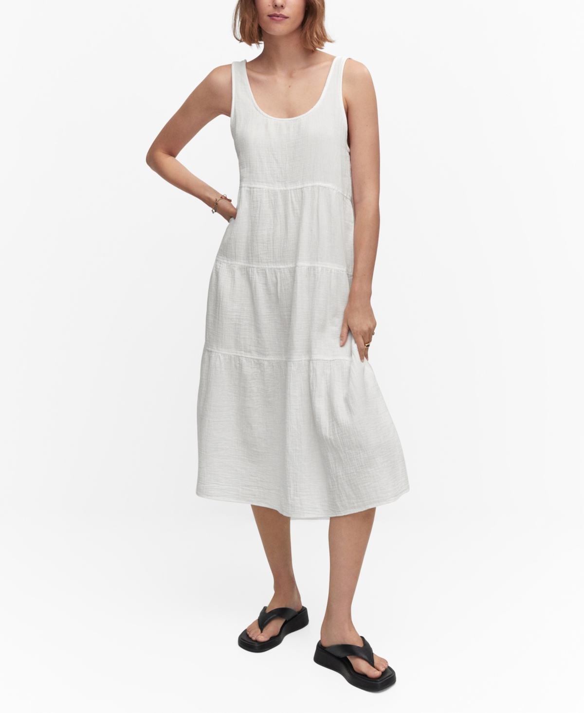 Mango Women's Textured Skater Dress In White