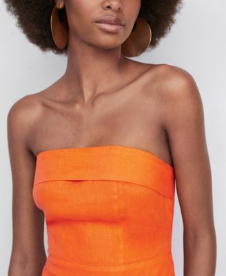 mango linen strapless dress MANGO Women's Linen Strapless Dress