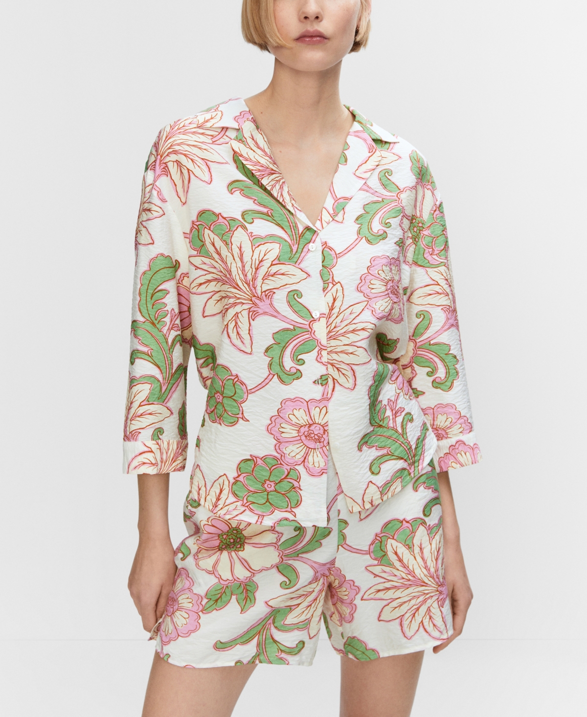 Mango Women's Textured Printed Shirt