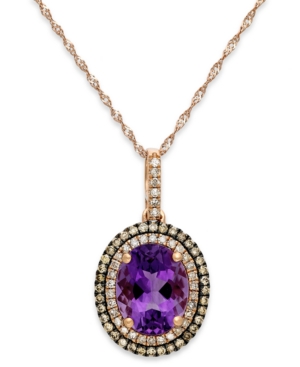 image of Amethyst (2-1/4 ct. t.w.) and Diamond (1/3 ct. t.w.) Pendant Necklace in 14k Rose Gold