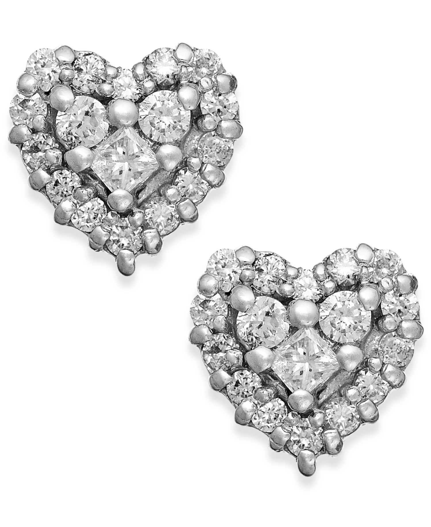 EFFY® Diamond Heart Stud Earrings (1/2 ct. t.w.) in 14k White Gold (Also available in Yellow Gold)