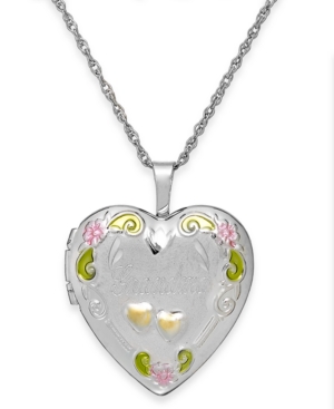 image of Grandma Painted Heart Locket in Sterling Silver