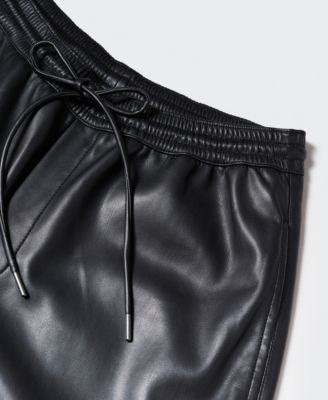 Women's Leather-Effect Elastic Waist Trousers