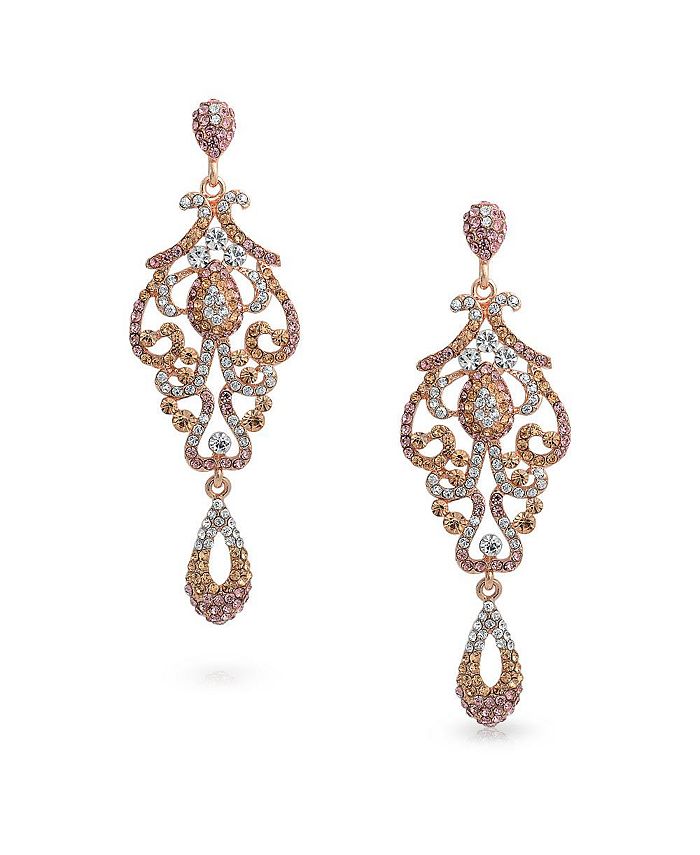 Bling Jewelry Pink Crystal Lace Chandelier Statement Prom Pageant