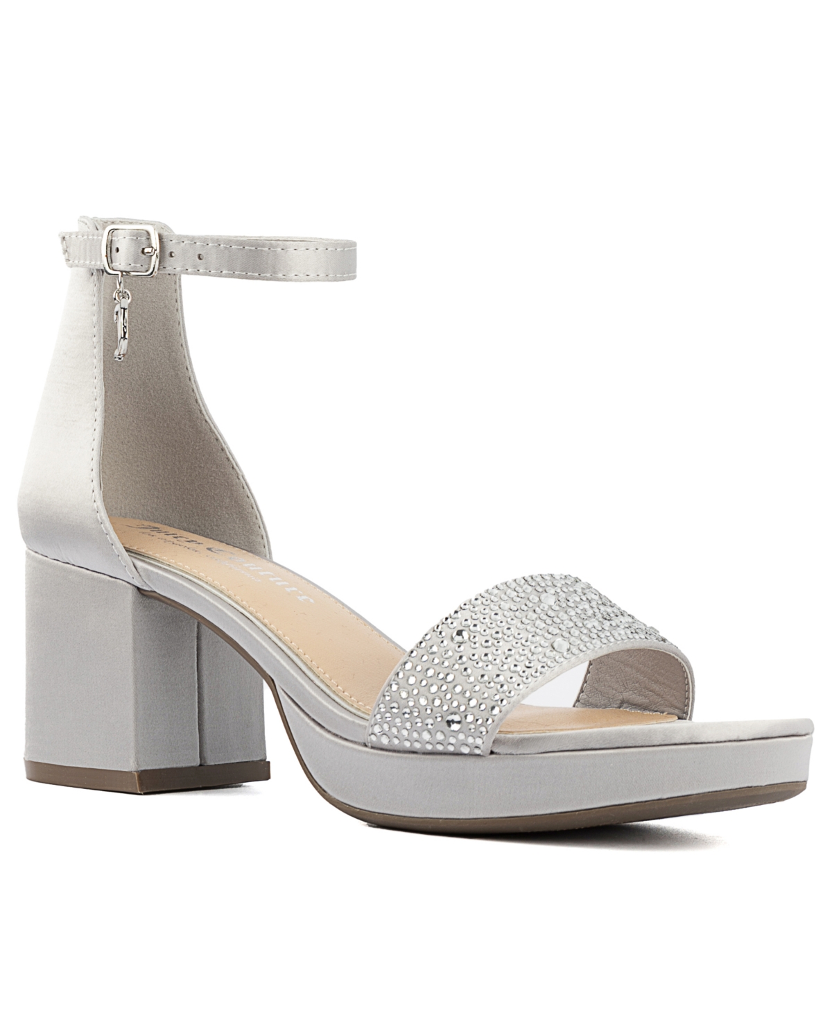 Juicy Couture Women's Nelly Rhinestone Two-piece Platform Dress Sandals In Silver Satin