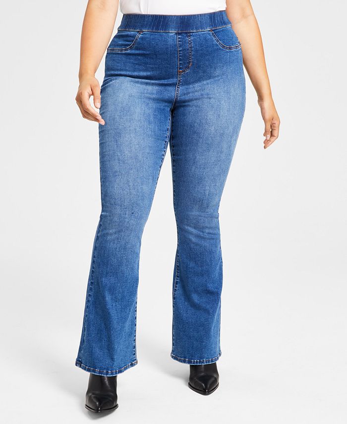 Celebrity Pink Trendy Plus Size Curvy Pull-On Flare-Leg Jeans - Macy's