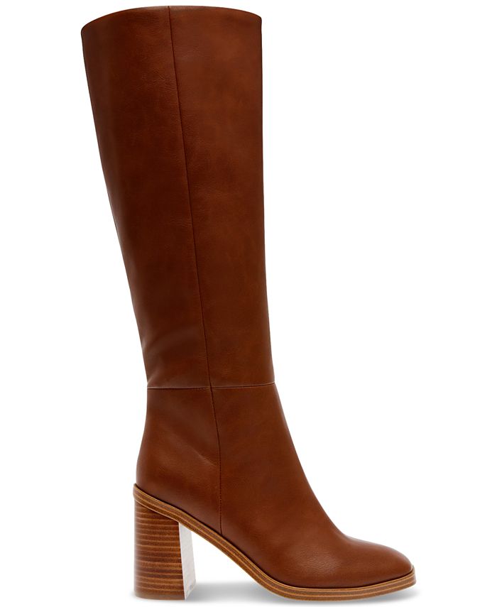 melrose ave women's vegan leather knee high block heel boots