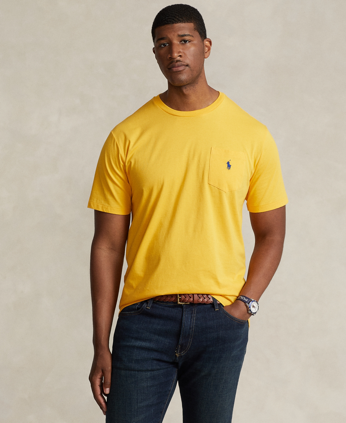 Polo Ralph Lauren Men's Big & Tall Cotton Jersey Pocket T-shirt In Gold Bugle