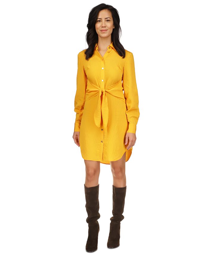 Michael kors shirt dress yellow hot sale