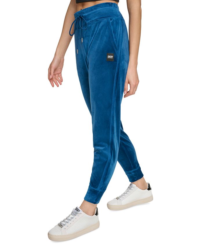 DKNY Women's Platinum Velour Cuffed Slim Fit Joggers Macy's