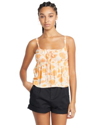 Volcom - Juniors' Printed Empire-Waist Tie-Front Camisole Top