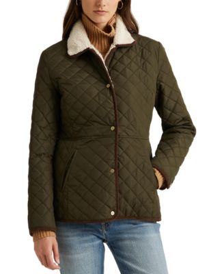 Women's Faux-Sherpa Collar Quilted Coat, Created for Macy's