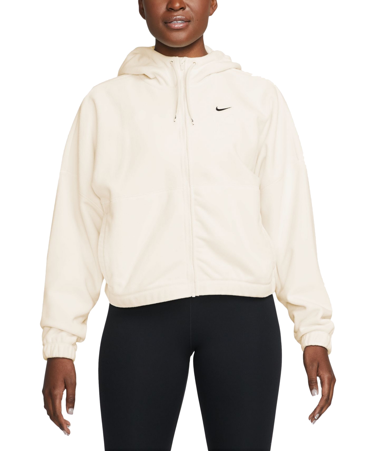 Nike Women's Therma-fit One Full-zip Fleece Hoodie In Pale Ivory,black