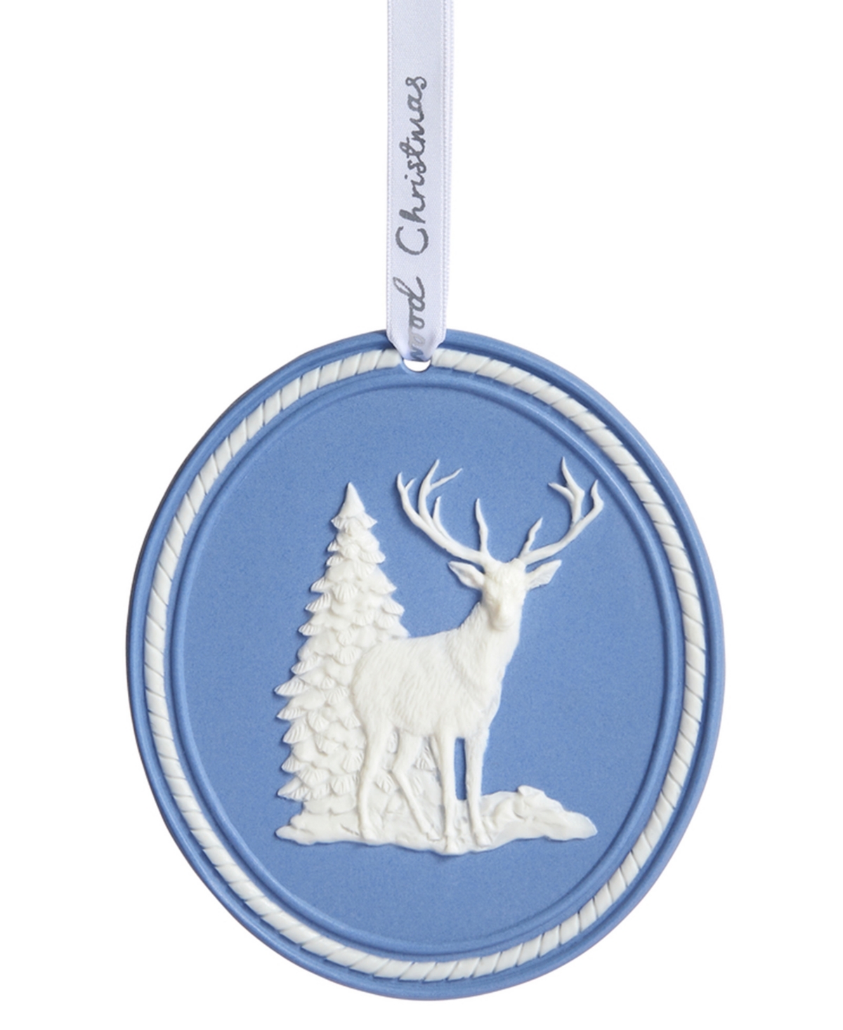 Wedgwood Christmas Cameo Reindeer Ornament In Blue