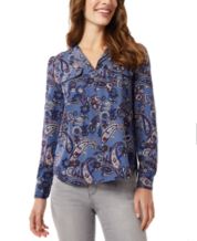 Lucky Brand Women's Paisley-Print Bubble-Hem Blouse - Macy's