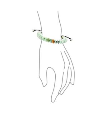 Natural Light Green Jade Multi Donut Disc Bracelet Adjustable Cord 7-9”