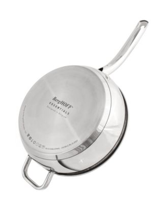 Belly Shape 18/10 Stainless Steel 9.5" Deep Skillet with SS Lid, 3.2qt.