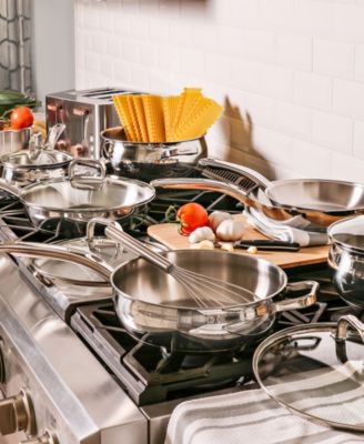 Belly Shape 12pc 18/10 Stainless Steel Cookware Set, Glass Lids